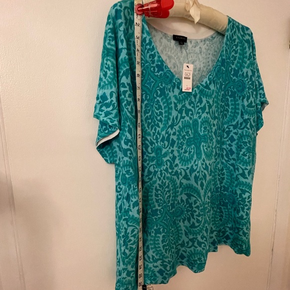 NEW! Talbots Teal Patterned Women's Large Top - Picture 4 of 5